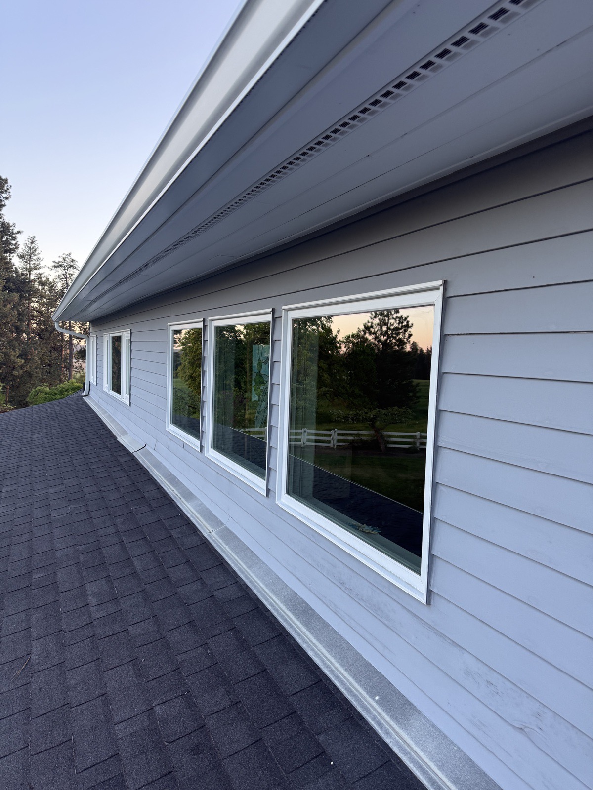Residential window detail with clean sills and exterior trim